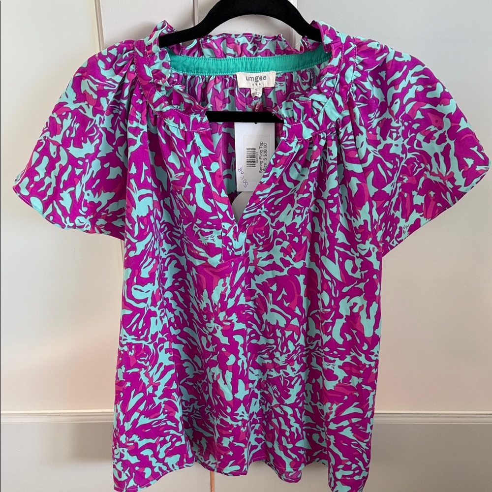 Umgee Women's Vibrant Pink and Blue Blouse